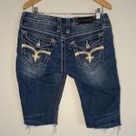 Rock Revival Denim Shorts Jean Bermuda Embellished Pockets Button Cowgirl Grunge Photo 1