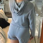 Sam and Lavi Cropped Hoodie and Shorts Set Blue Photo 3