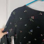 Vintage Women's Expo Black Long Sleeve Knit Floral Embroidered Sweater Dress 8 Photo 6