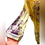 Vtg Y2K Kiara Rhinestones 3/4 Sleeve VNeck Purple Gold Shirt XL Boho Hippie Photo 2