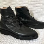 Dear Frances Black Leather Park Combat Lace Up Bead Accent Boots Women 40 US 10 Size 9 Photo 0