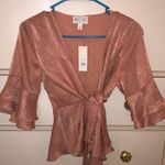 Francesca's Pink Silk Wrap Top Photo 0