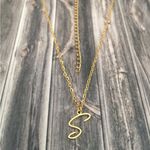 Letter S Cursive Initial Necklace Gold Photo 1