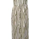 easel Wide Leg Abstract Zebra Ruffled Flutter Sleeve Sage White Jumpsuit S NWT Photo 0