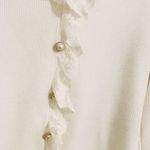 Korean Style White Pearl Button Lace Trim Long Sleeve Knitted Blouse Top Photo 1