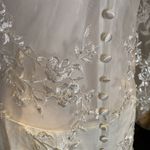 Women’s Long Sleeve Wedding Dress Lace Appliqué Zip Up Back with Train Size 12 Photo 8