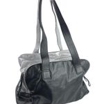 Lululemon  Urban Sanctuary Black Silver Metallic Faux Leather Duffel Bag Handbag Photo 2
