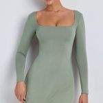 Oh Polly HOPE Modal Square Neck Long Sleeve Mini Dress in Sage Green Size 12 Photo 0