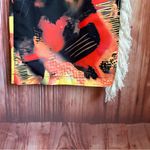 Micas  Orange Abstract Print Fringe Trim Pants Photo 6