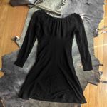 EXPRESS Black Silk Long Sleeve Milk Maid Tie Dress Photo 2