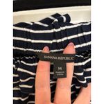 Banana Republic Top Womens Medium Off Shoulder Blouse Navy White Stripe Tie Cuff Photo 2