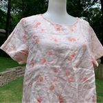 Shabby Chic 100% Linen Floral Rose Shirt Pink White Size M Medium Orange Photo 1
