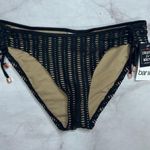 Bar III Crochet Overlay Side Tie Bikini Bottoms Size XS Black Beige Lined New Photo 0