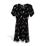 Old Navy Black Floral Print Short Sleeve A-Line Dress Womens Size S Skater Photo 1