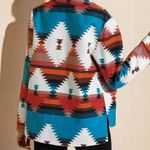 SheIn Geo Print Single Breasted Jacket Aztec flannel XS western coat country Photo 8