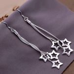Hollow Stars Tassels Dangle Earring Silver Photo 0