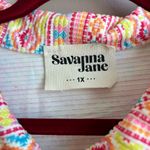 Savanna‎ Jane Rhinestone Aztec Cropped Corduroy Jacket 1X Pink Photo 4