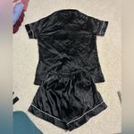 Women's Black Satin Pajama Set Photo 1