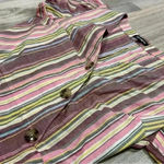 EXPRESS  Short Sleeve Mini Dress Striped Button Front V-Neck 100% Cotton Size S Photo 0