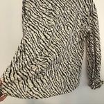 Sharagano Zebra Print Hacci Blouse Cream Off White Black Animal Long Sleeve Top Photo 11
