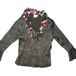 Alberto Makali  Gray Cardigan with Floral Accents Photo 0