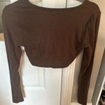 Garage  Brown Cropped Long Sleeve Shirt Photo 1
