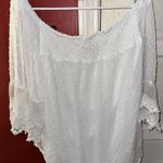Off the Shoulder Eyelet 3/4 Sleeves Loose Fit Peasant Blouse White Size XL Photo 0
