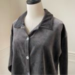 True Grit  Petit Leaves Dark Grey Blue Leaf Velvet Boxy Shirt L Photo 1