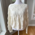 Wild Fable Ivory Cream Crochet Cropped Boatneck Sweater Size Medium Photo 7