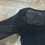 Elegant Black Long Sleeve Dress XS. Square neck. Sheer arms Photo 2