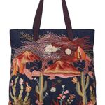 Johnny Was NWT  Yucca Embroidered Denim Tote Cactus Blue Photo 0