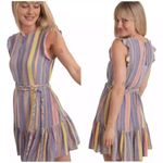 Marine layer  Laney Mini Dress Linen Blend Blue Variegated Stripe est Sz XS S Photo 2