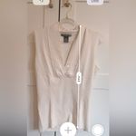 Sweaterworks Silk Blend Cream Tank Top S Ribbed Workwear Casual Chic Minimalist White Photo 3