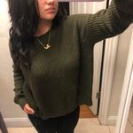 Olive Green Open Back Knit Sweater Size M Photo 0