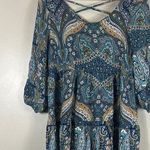 Umgee  Blue Cotton Blend Paisley Print Tunic Top Photo 0