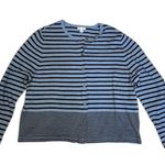 J. Jill Blue Navy Light Blue Stripe Button Cotton Bamboo Blend Cardigan Size XL Photo 0
