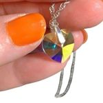 Swarovski Crystal AB Heart Pendant on Silver Chain Necklace Photo 11
