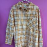 Aerie Orange Plaid Flannel Button Down Top Photo 1