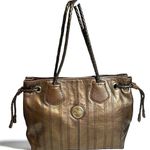 CELINE Authenticated Bronze Metallic Brown Leather Tote Shoulder Bag Carriage Photo 0