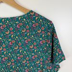 Natural Life  Avery Midi Dress Medium Turquoise Floral Border Button Front Flowy Photo 4