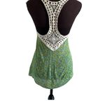 Free People  Floral Green Sleeveless Top Photo 2