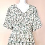 One Loved Babe  Green Blue Floral Pleated Tiered Maxi Dress Photo 2