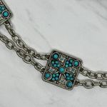Faux Turquoise Studded Square Silver Chain Link Belt One Size (OS) ✨ Photo 8