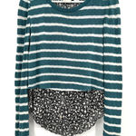 Anthropologie  Postmark Size Small Sweater Green Layered Floral‎ Pullover Cozy Photo 0