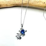 Sterling Silver Mom and Baby Turtle CZ Heart Necklace Silver Photo 3