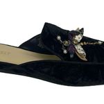 Nine West  Bonnelyn Black Crushed Velvet Dragonfly Slip On Flat Mules Shoes Sz 7 Photo 1