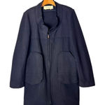 Marni Coat Women 4 Navy Blue Wool Full Zip Patchwork Raw Seams Jacket Outdoor Photo 0