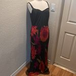 Vintage Cattiva Silk Floral Maxi Dress Sheer 2 Piece EUC Sz M Blk/Red Sleeveless Size M Photo 28