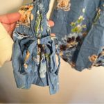 Loft Popover Blouse Light Blue Metallic Floral Photo 6