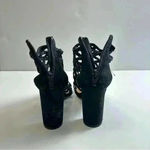 Material Girl ‎ Women’s Shoes Sandals Block Heels Suede Black Size 6 Photo 3